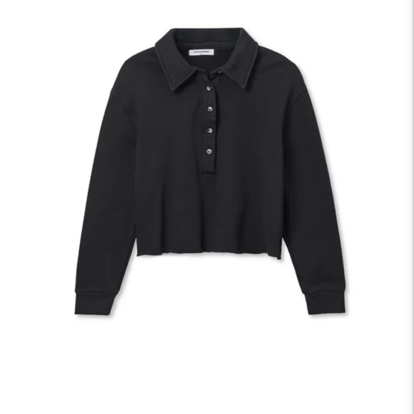 perfectwhitetee Tops - perfectwhitetee Black Collared Sweatshirt